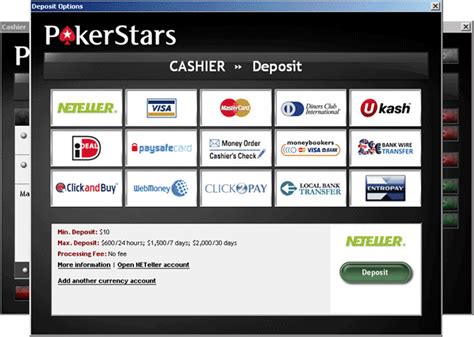 O internet banking do pokerstars